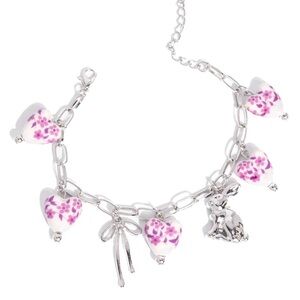 🎀🆕🎀Silver Charm Heart Bracelet with Bunny Charm